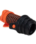 3 In 1 RV Sewer Hose Adapter And Drain Seal With RhinoExtreme Hose And Handle, flexible fit for 3, 3.5, or 4 inch inlets shown