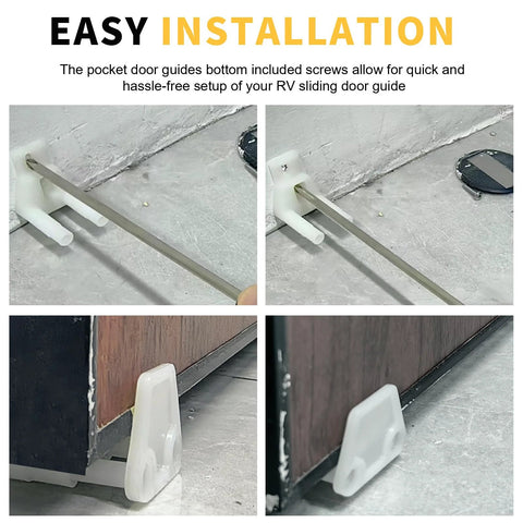 Sliding Door Guide Set With Adjustable Barn Door Hardware Floor And Wall Mount POM Plastic Includes Two Packs And Eight Screws Durable Smooth Sliding Guide For Interior Barn Doors Installed in RV