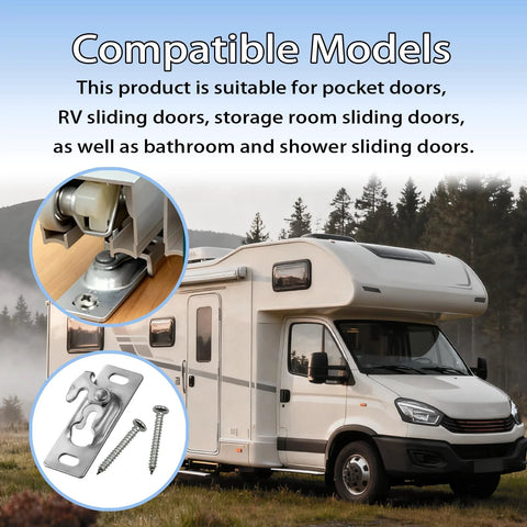 H529 Sliding RV Door Hardware Kit with Roller, Hanger, and Connection Plate ideal for RV and pocket doors, shown with RV