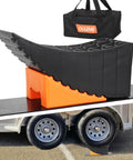 Raised Tire Change Ramp And Curved Leveling Blocks For RV And Trailer With Wheel Chock And Rubber Pad, 6 Inch Lift For Tandem Axle Lifts Up To 32 Inch Tires, Heavy Duty 35,000 Lb Capacity, UV Resistant Polymer Construction