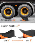 Raised Tire Change Ramp And Curved Leveling Blocks For RV And Trailer With Wheel Chock And Rubber Pad, 6 Inch Lift