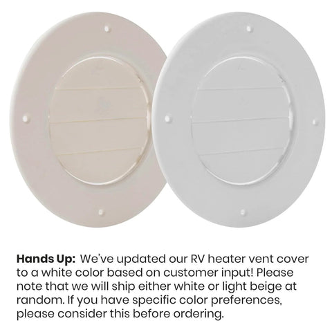 5-Pack 6.5 Inch RV Ceiling Vent Covers For Inside Camper With Rotatable Slats And Directional Airflow Replacement For RV AC Vents Fits 4 5 8 Inch Ducts Ships White Or Light Beige shown in white and beige color options