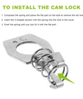 Secure, vibration-resistant cam lock installation guide with stainless steel universal latch for RV water heater doors.