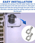 Metal RV Water Heater Door Cam Lock For Camper Doors Durable Door Latch Assembly For Water Heater Or Gas Bottle Cover Includes Two Pieces Compatible With RV Designer E371 And Camco 09214 displayed installed on door.