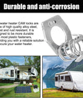 RV Water Heater Twist Cam Lock With Hook Fastener Parts For 1.5 Inch Valves, durable metal camper door latch assembly, silver