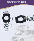 Keep your RV water heater secure with a six piece metal cam lock set, durable powder coated door latch fasteners, product size chart.