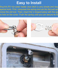 Installation process of 2Pcs RV Water Heater Door Latch Stainless Steel Cam Lock Replacement for RV Camper Hot Water Heater Cover Door Latch Assembly Gas Bottle Cover Fastener Assembly Silver