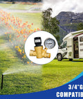 Adjustable Handwheel RV Water Pressure Regulator With Gauge And Inlet Screened Filter For Camper And Travel Trailer By Hourleey