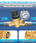 Heavy Duty RV Water Pressure Regulator With Built In Gauge And Adjustable Handwheel For Campers And Travel Trailers Boltigen
