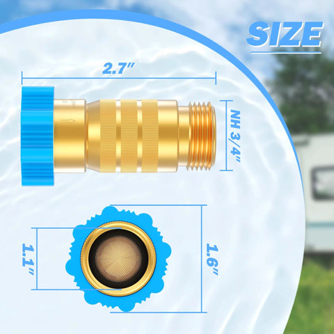 Dimensions of High Flow RV Water Pressure Regulator 50-55 Psi For Campers And Trailers Three Quarter Inch Brass Inline Reducer