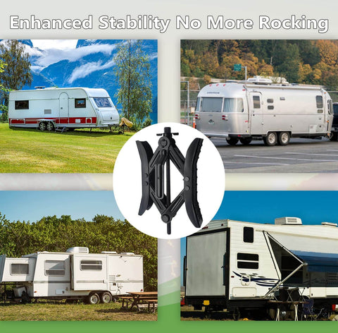 RV Wheel Chock Stabilizer Kit With 2 Sets X Chocks Scissor Tire Locking Chocks for secure parking on slopes