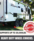 Heavy Duty Wheel Chocks Two Pack That Prevents Movement On Slopes For Boat Trailers RVs Trucks And Campers All Weather Non Slip Solid Rubber With Orange Color By SecurityMan used on RV