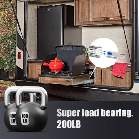 Outdoor kitchen setup with Heavy Duty Drawer Slides 180 Lb Capacity Full Extension Ball Bearing Rails in RV