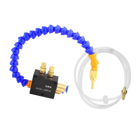 Lubrication Spray System For Milling Machines, S-BPV-03 High Efficiency Coolant Sprayer, components view with hose and nozzles
