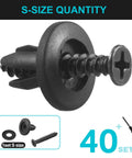 Close-up of black screw and insert from Versatile Pegboard Hook Set For 1/4 Inch Pegboards, 40 Piece Kit With Inserts And Screw Fits.