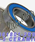 S61801-2RS Ceramic Bearing ABEC-5 Stainless Steel Sealed 12x21x5 Bearings - VXB Ball Bearings