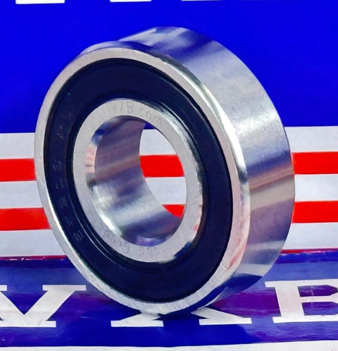 S6203-2RS Stainless Steel Hybrid Bearing 17x40x12mm Ceramic Balls Sealed Bearing side view on a blue background.