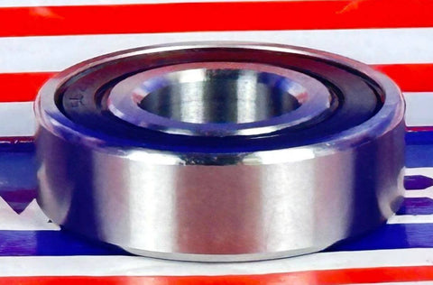 S6203-2RS Stainless Steel Hybrid Bearing 17x40x12mm Ceramic Balls Sealed Bearing side view on a colorful background.