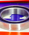 S6805-2RS Ceramic Ball Bearing 25x37x7mm - Sealed view from the side highlighting the stainless steel and black rubber seals.