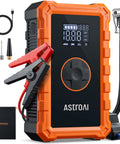 Front view of orange S8 Air Jump Starter With Air Compressor, 3000A Peak Power For 9.0 Gas And 6.5L Diesel, with accessories.