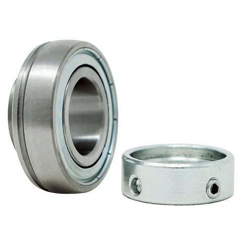 SA206-20 Insert Bearing with one and one quarter inch bore, spherical OD, eccentric locking collar, and lubrication hole