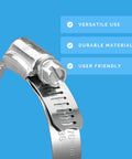 Close-up of Hose Clamps Box of Ten Radiator Hose Clamp SAE 28 Stainless Steel 300 Series Corrosion Resistant, side view