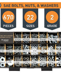2251 Piece Hardware Assortment Kit with Screws Nuts Bolts and Washers Featuring 3 Stackable Trays 62 Sizes Including Wood Screws Sheet Metal Screws SAE and Metric Bolts Nuts and Washers for DIY and Maintenance