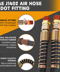 12 Ft 3 In 1 ABS Air Brake Hoses Kit For Semi Trucks Used By Truckers with SAE J1402 air hose and DOT fittings visible