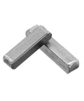 Two metal pieces from Keyway Key Stock Set 60 Piece SAE Key Stock Assortment for pulleys gears and sprockets to shafts with square keys.