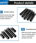 SAE Roll Pin Assortment Set With 230 Slotted Spring Pins in carbon steel, black oxide finish, smooth surface and chamfered ends.
