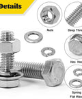 224 Piece 1/4-20 SAE Stainless Steel Bolts, Nuts, And Washers Assortment Kit With Fully Threaded Fasteners detailed view