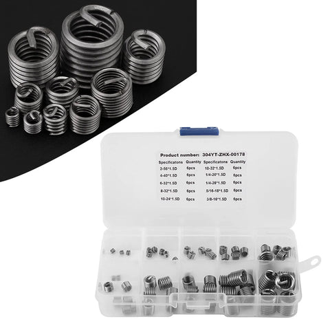 Premium SAE Thread Repair Kit with 60 pcs 304 stainless steel wire sleeve inserts for three eighths inch coarse threads