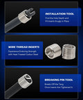 SAE Thread Repair Kit components including installation tool, wire thread inserts, and breaking pin tool for auto repair.