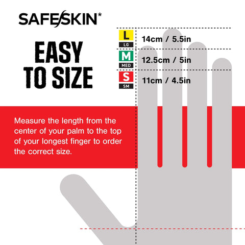 Hand measurement guide for Nitrile Exam Gloves Powder Free 3.5 Mil Large Medical Dental Food Prep Case 2000 sizing