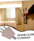Person using door with Three Piece Safety Door Stopper Set With Elastic Straps Cushions Doors, Prevents Slamming, Protects Little Fingers, Ideal For Nurseries, Homes, Libraries, And Pet Friendly Spaces For Safer, Quieter Room Transitions attached.