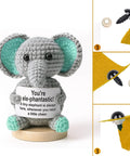 Amigurumi elephant with installed Safety Eyes Kit 8 Sizes 6 To 18mm With Washers For Amigurumi And DIY Crafts, shown with washers.