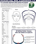Chart showing size measurements for Anti Fog Safety Glasses With Lightweight Frame And UV Blocking Lenses Shooting