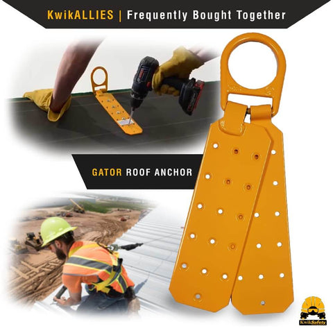 Orange Gator roof anchor being installed with a drill, used for fall protection in construction.