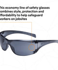 Virtua AP Safety Glasses ANSI Z87 Anti Fog Anti Scratch Gray Lens Side Shields with wraparound frame and side protection
