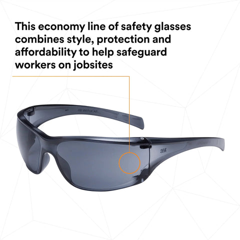 Virtua AP Safety Glasses ANSI Z87 Anti Fog Anti Scratch Gray Lens Side Shields with wraparound frame and side protection