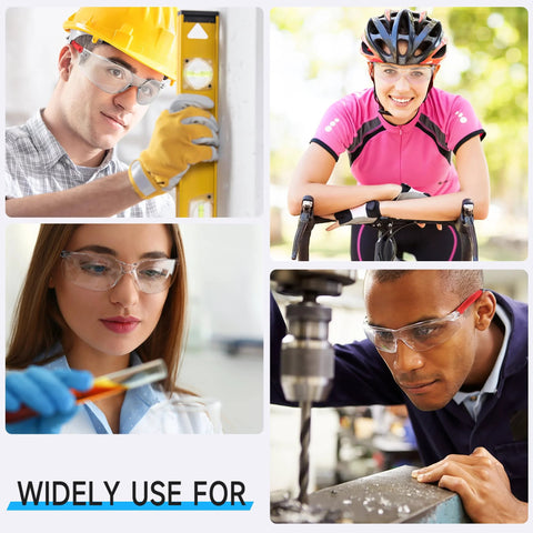 Clear ANSI Z87.1 Safety Eyewear For Men And Women Scratch Resistant Lenses in diverse work and leisure settings