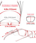 Diagram of Safety Glasses With Side Shields Z87 Anti Fog Scratch Resistant Labs And Sports showing flexible frame and dimensions