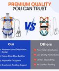 Full Body Safety Harness With Shock Absorbing Lanyard For Fall Protection OSHA And ANSI Compliant Unisex Gear comparison
