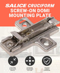 10 Pack Salice Screw On Domi Mounting Plate 2mm Frameless Cabinet Hinge Base Zinc Die Cast