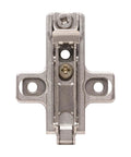 Front view of a zinc die-cast Salice 2mm frameless cabinet hinge base, part of the 10 Pack Salice Screw On Domi Mounting Plate set.