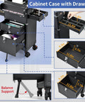 Pro Salon Cart With Four Drawers On Wheels For Hair Pros portable salon station with open drawers and balance support feature