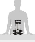 Silhouette of person holding Samsonite Compact Folding Luggage Cart, Black, One Size, showing 16-inch height with handle.