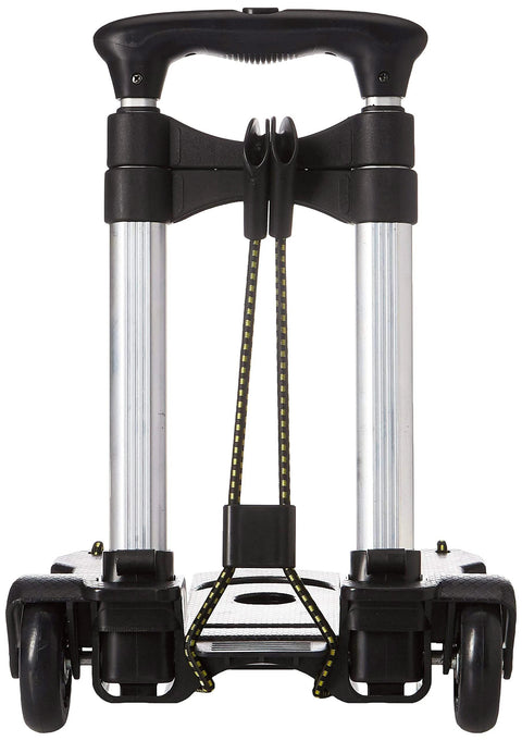 Front view of Samsonite Compact Folding Luggage Cart, Black, One Size showing handle and wheels on aluminum frame.