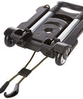 Samsonite Compact Folding Luggage Cart, Black, One Size in folded position, showing wheels, hooks, and handle
