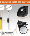 Wheels Replacement Kit for Samsonite Freeform Hardside Carry On Suitcase with tools including screw cap, measuring guide, and installation tools.